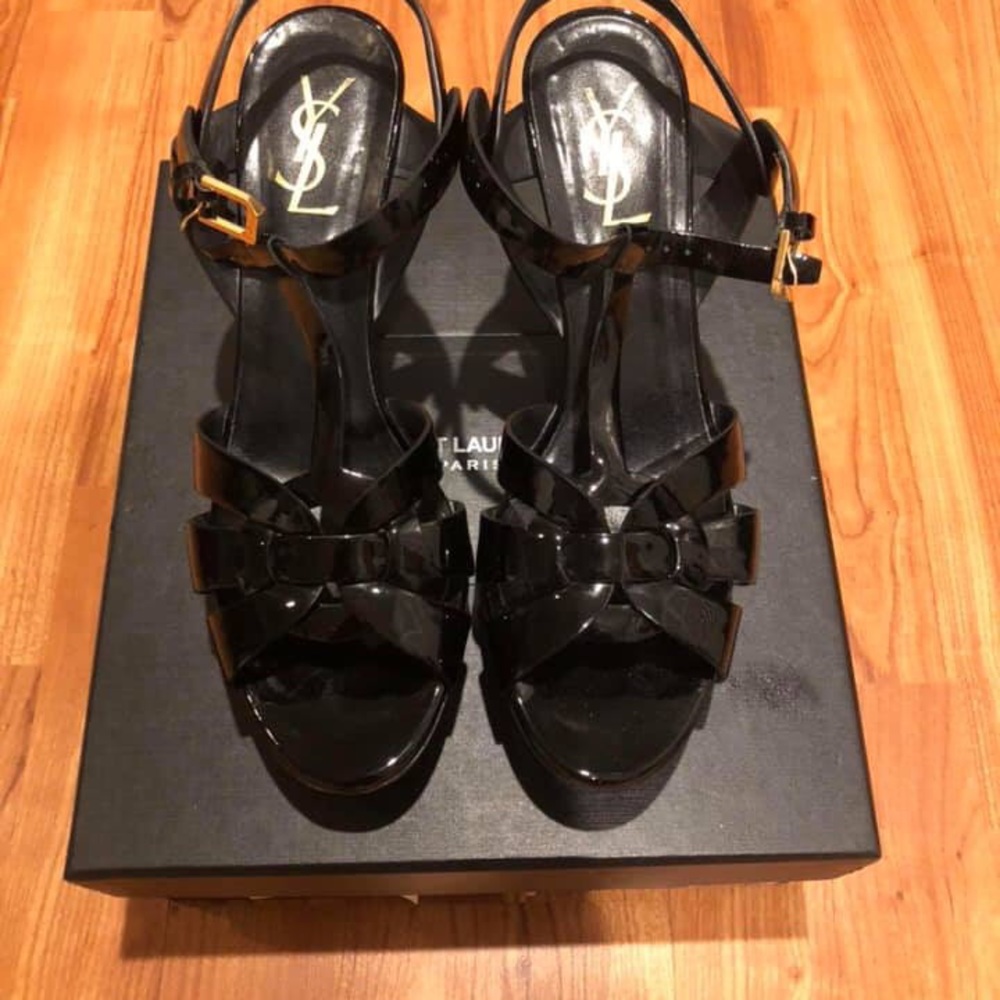 YSL black patent tribute heels size 39.5